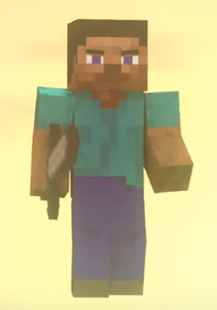 Em um jogo eletrônico denominado. Minecraft, o personagem (Steve)  constrói (usando um determinado hack) uma fileira