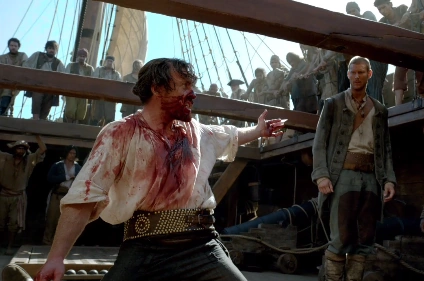 Flint covered in blood S1E1 билли бонс черные паруса актер