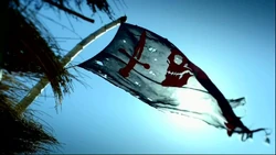 The Black flies over . This flag was used by 's crew