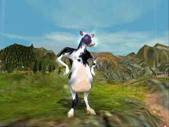 black and white cow dog