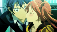 Enju steals a kiss from Rentaro