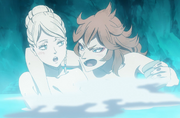 Charlotte and Mereoleona in the hot spring