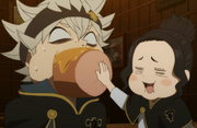 Charmy offering Asta another serving