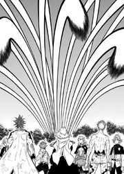 Ladros rains down lasers on the unsuspecting group.