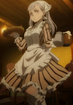 Noelle disguised as a waitress