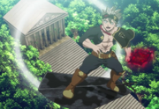 Asta surfs on Demon-Slayer Sword