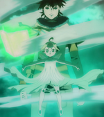 Yuno summons Sylph to protect him