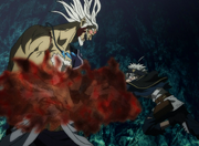 Vetto crushes Asta's arms.