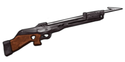 Harpoon gun icon. Black hunting weapon symbol