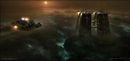 Concept art for the Wallace Corporation Earth Headquarters