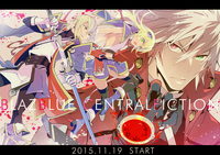 BlazBlue: Centralfiction illustration of Jin, Ragna, and Noel by Sumeragi