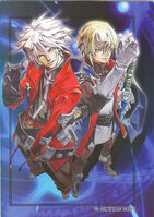 Back cover featuring Ragna the Bloodedge and Jin Kisaragi