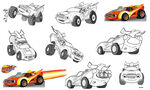 Sketches of Blaze's race car form