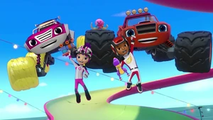 S5E6 Blaze and crew jumping happily