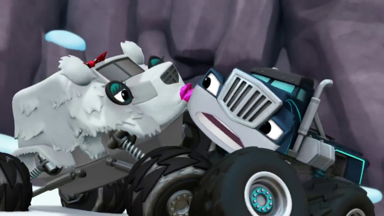 blaze and the monster machines kissing bear