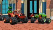 Blaze and AJ meet Pickle at the meatball restaurant.
