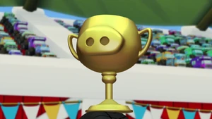 S2E9 Piggy 500 trophy