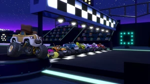 S4E19 Bump announcing the race start