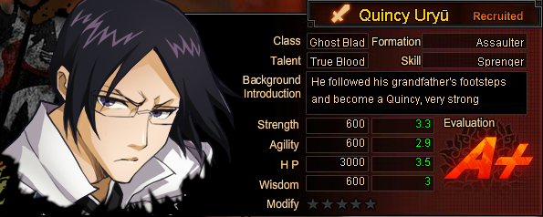 Quincy Uryu, Bleach Online User Wiki