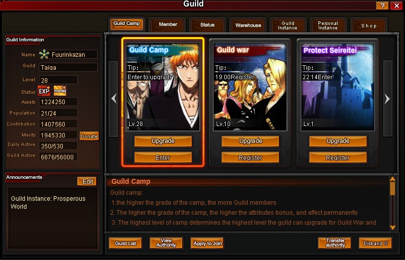 Bleach Online - - Guild GrandLine on server US S68