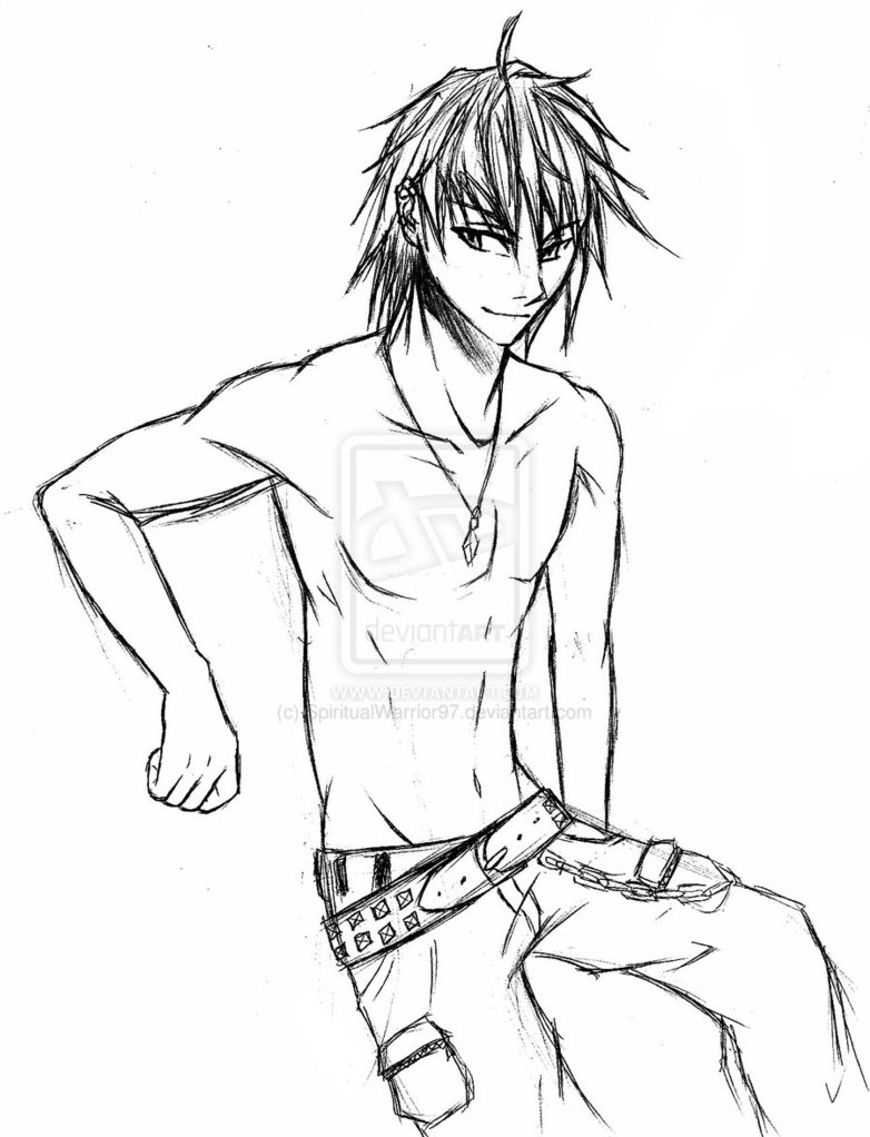 shirtless hot man anime