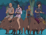 Ganju's Gang on their boars.