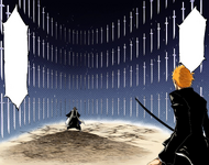 Byakuya surrounds himself and Ichigo with Senkei.