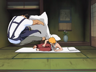 Ichigo kicks Tessai off.