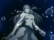Orihime sumergiendose bajo el agua