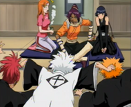 Yoruichi scolds Ichigo, Renji, and Hitsugaya.