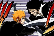 Ichigo and Zangetsu clash.