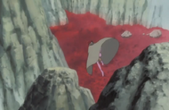 Haineko leaps from rock to rock.