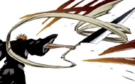 Ichigo draws Zangetsu.