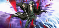 Kisuke Urahara wielding his Shikai, Benihime.