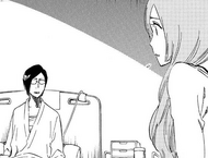 Orihime visiting Uryū in hospital.