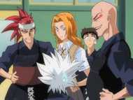 Ikkaku admits to bribing Urahara into letting Renji join the match.