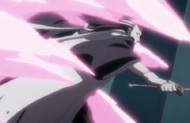 Byakuya is engulfed by blade petals.