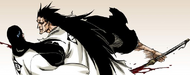 Kenpachi pulls his blade out of Unohana.