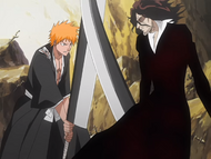 Ichigo and Zangetsu continue to clash.