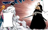 Jirōbō Ikkanzaka confronts Uryū and Orihime.