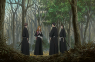 Rangiku meets with the Shinigami monitoring the procession.