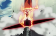 Amagai is hit by a Getsuga Tenshō.