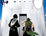 Ganju and Hanatarō reach Rukia's cell.