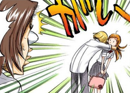 Shinji hugs Orihime for remembering his name.