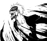 Ichigo dons his Hollow mask to attack Ulquiorra.