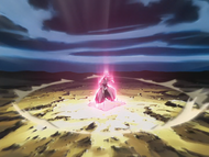 Renji begins channeling Reiatsu into the broken Zabimaru.