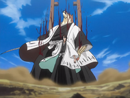 Komamura is grievously wounded by Aizen's Hadō #90. Kurohitsugi.