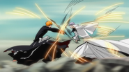 Gin attacks Ichigo multiple times in rapid succession.