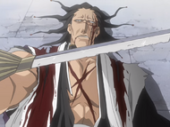 Kenpachi asks his Zanpakutō to tell him its name.