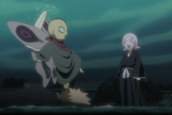 Yachiru scaring Ashisogi Jizō.